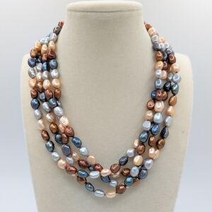 Imperial Pearl Syndicate 4 Strand Multicolor Baroque Cultured Pearl Necklace 18"